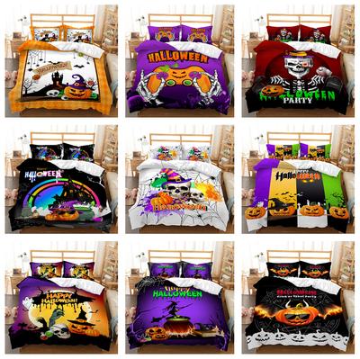 3D Halloween Bedding Set Pumpkin Ghost Down Duvet and Pillowcase 2/3 Pieces AU/EU/DE/US/UK Full Size Quick Drying Home Decoration