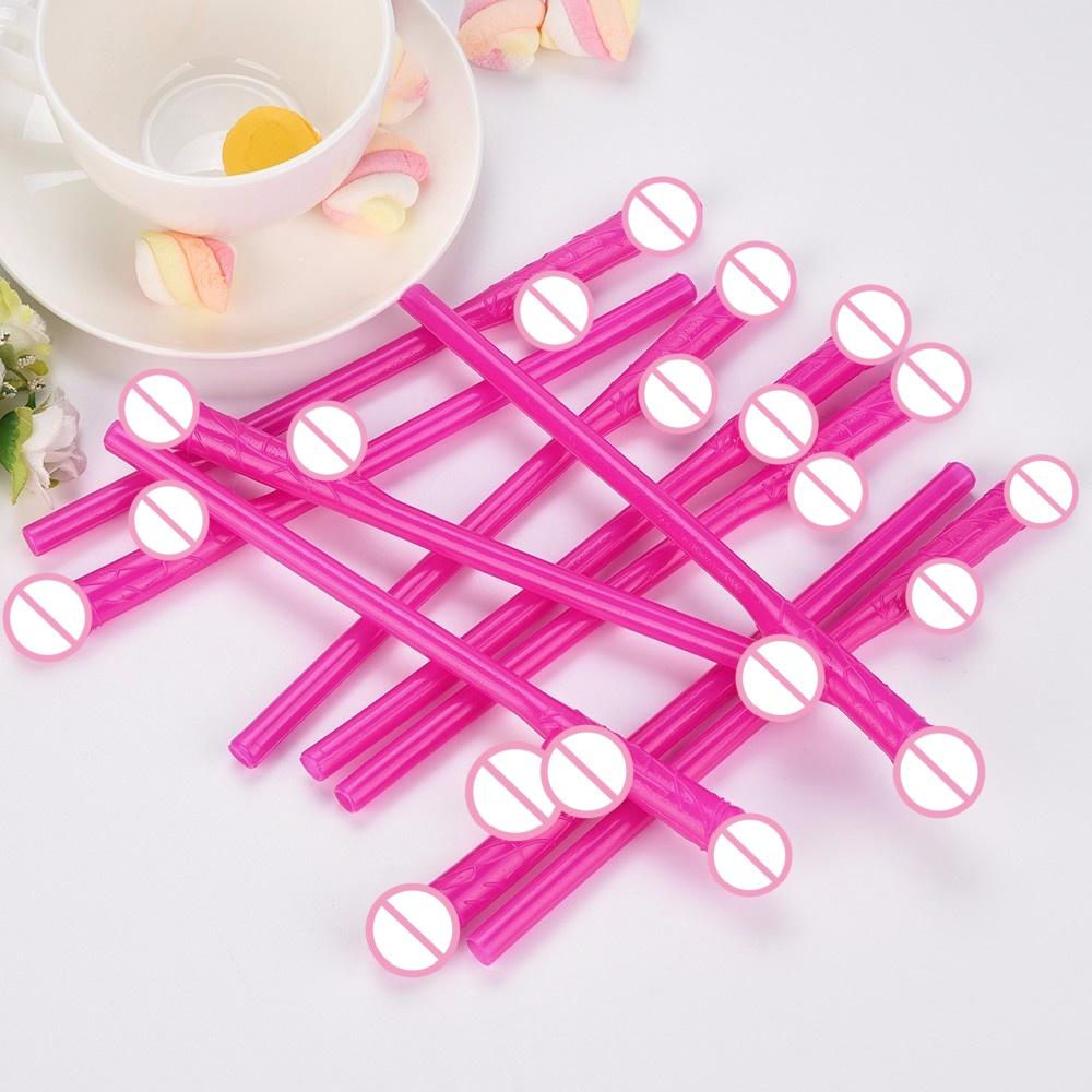 10Pcs Bachelorette Party Penis Straws Bridal Shower Hen Night Willy Penis Novelty Nude Straw for Bar Drinking Supplies