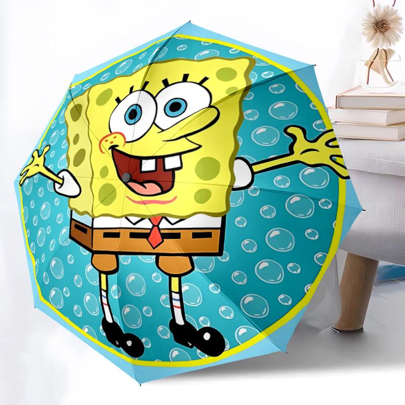 1pc SpongeBob, Bubbles Auto Open/close Umbrella, Portable Travel Umbrella, Everyday Use - Outdoor Accessory, Artistic Pattern, Compact Design, Fashion