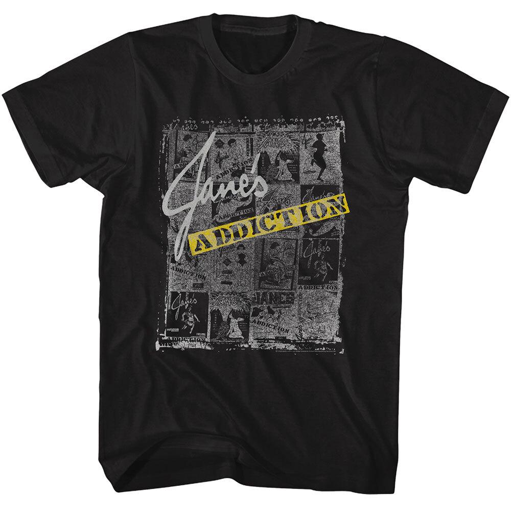 

Jane039;s Addiction Band T Shirt Men039;s Newspaper Collage Rock Music Black Cotton Unisex T-Shirt XXXXL