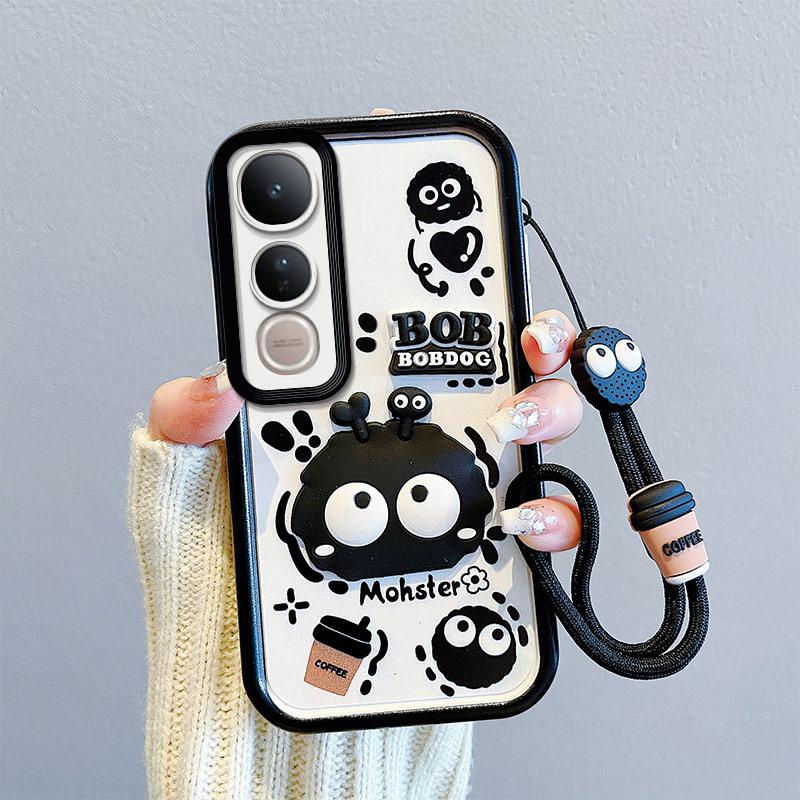 KEYSION Shockproof Case for VIVO V50 Lite 5G with Lanyard Soft Silicone Cute 3D Cartoon Doll Phone Cover for VIVO V50 Lite