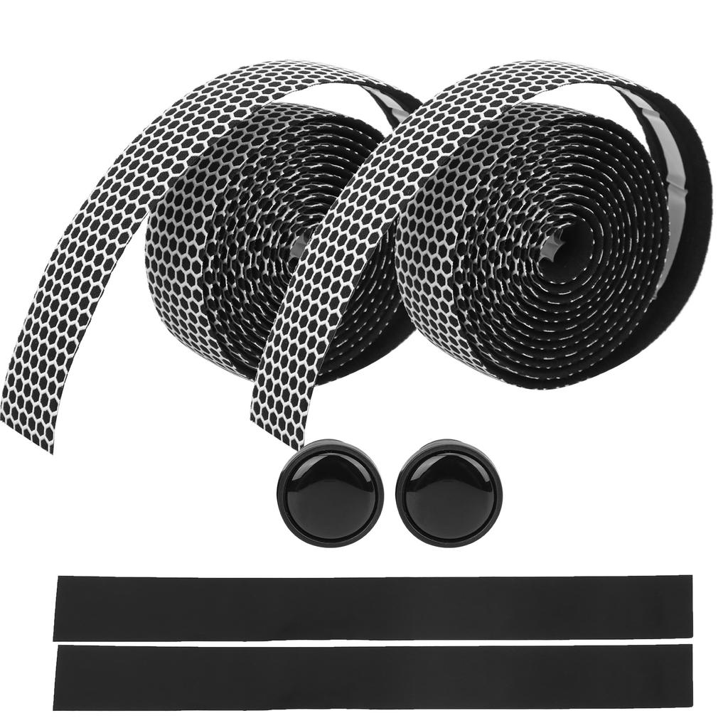 Mountain Bike Handlebar Wrap Bicycle AntiSlip Bar Grip Tape with 2Pcs Bar Plugs(White )