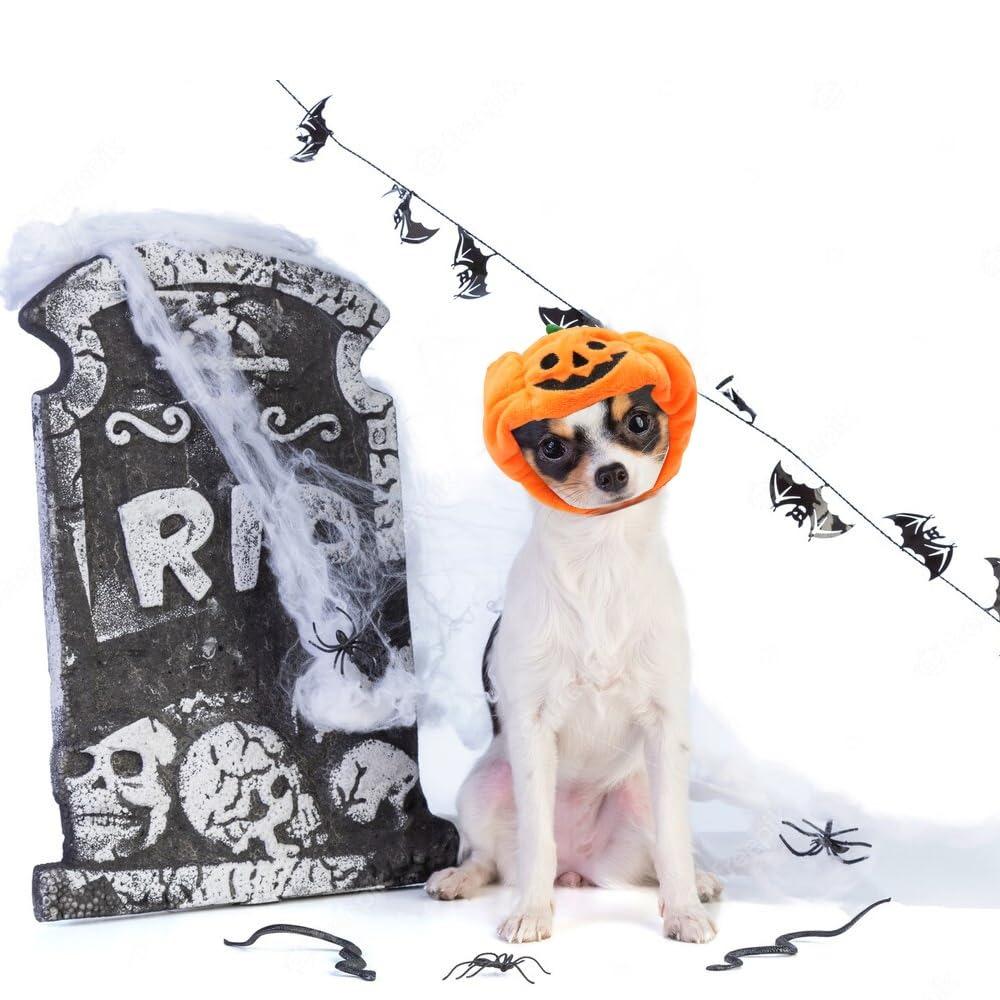 Adjustable Pet Pumpkin Hat Halloween Pet Pumpkin Cap Creativity Cat Pumpkin Headwear