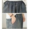 DIMANAF 2026 Summer New Plus Size Women Jeans Elastic Waist Print Long Pants Loose Casual Denim Cotton Trousers Pants