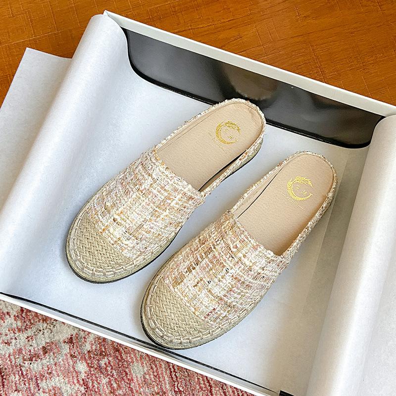 Fashion 2024 Women Espadrilles Slide Rubber Flats Sandals Hemp Knitted Mixed Color Shoes Ladies Pantuflas Slippers Femme Fisherman Mules