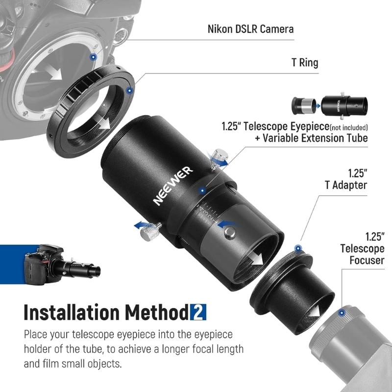 Versatile Telescope Camera Adapter Maximize Your Astrophotography Potential Variable Extension Tube Durable Build