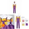 Toy Story Chuckles The Clown Cosplay Costume With Long Sleeve Top And Overalls For Halloween Dress Up