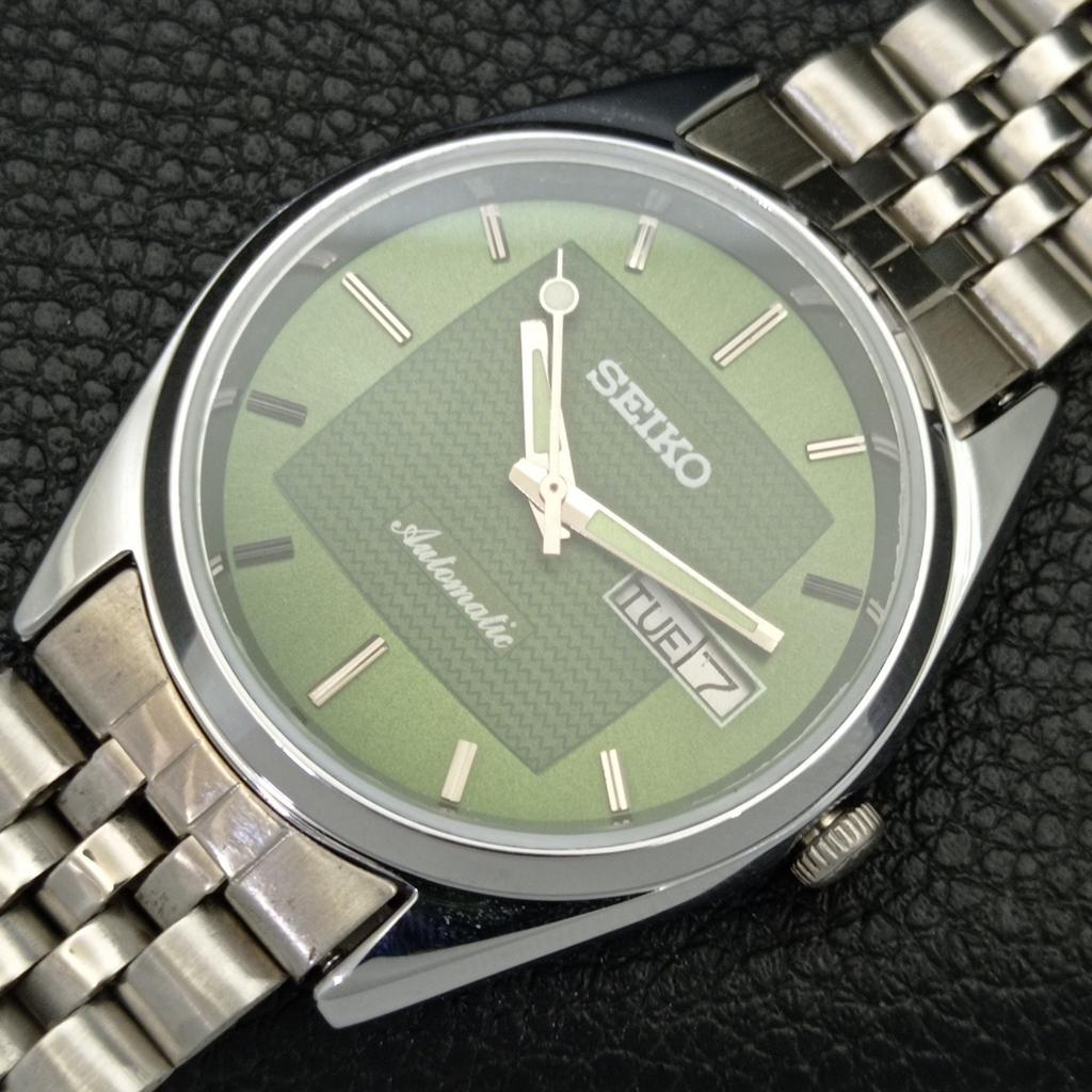 JAPAN VINTAGE REFURBISHED SEIKO AUTOMATIC 6309A MENS GREEN DIAL WATCH a701693-5 R206c-a701693