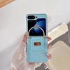 Hand Carry Ring Folding All-Inclusive Protective Cover for Samsung Z Flip7/6 Z Flip3/4/5 Crocodile Pattern PU Leather Phone Case