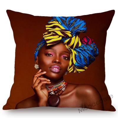 Fashion Magazine Cover Africa Girl Woman Black Beauty Headscarf Decorative Sofa Pillow Case Linen Home Decoration Cushion Cover