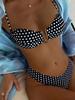 European and American 1011 Women's Polka Dot Print Contrasting Colors Cute Rear Lace-up Knotted Bikini Suit Vacation Swimsuit
