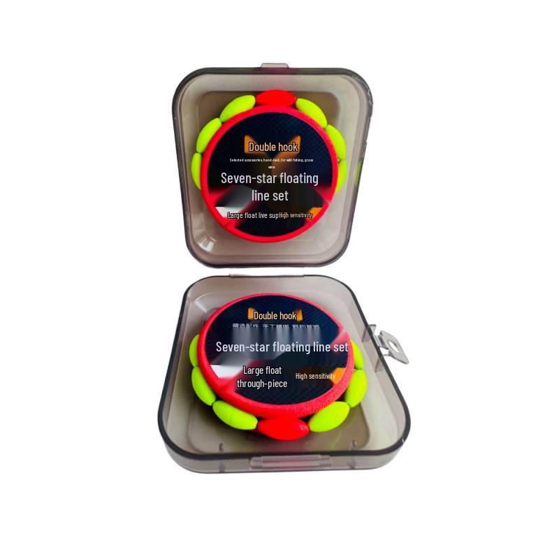 Seven-Star High-Sensitivity Float Fishing Rig with Double Hook and Strong Braided Line for Spot Fish