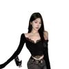 Pure Lace Long-sleeved T-shirt for Women's Spring and Autumn New Slim-fitting and Thin Design, Spice Girl Inner Bottoming Shirt Top