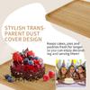 Bamboo Wood Cake Stand Rectangular/Round Snack Display Server Tray with Dust Cover Portable Dessert Plate for Small Party Picnic