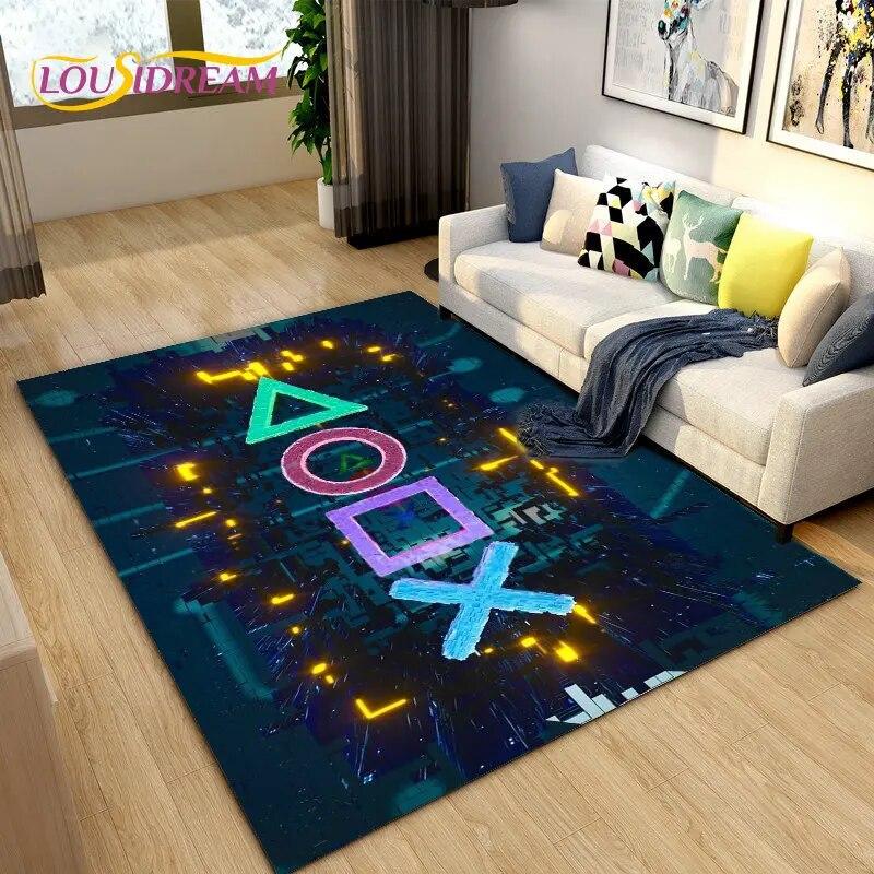 Cartoon Gamer Game Controller Area Rug Large,Carpets Rug for Living Bedroom Sofa Doormat Decoration,Kids Play Non-slip Floor Mat