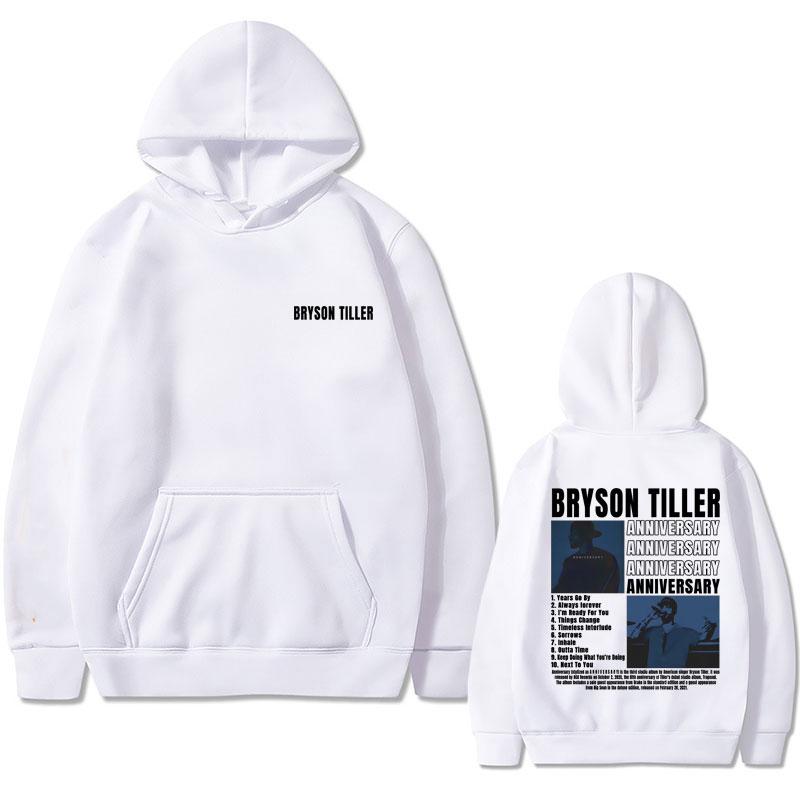 Rapper Bryson Tiller Men's Casual Vintage Hoodie ANNIVERSARY Graphic Print Sweatshirt Male Hip Hop Streetwear Oversized Hoodies