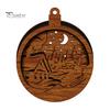 Warm Light Christmas Tree Ornaments 3D Wooden Up Ornament, Layered House Snowman Rustic Holiday Decorations Nativity Scene Hanging Decoration for Xmas