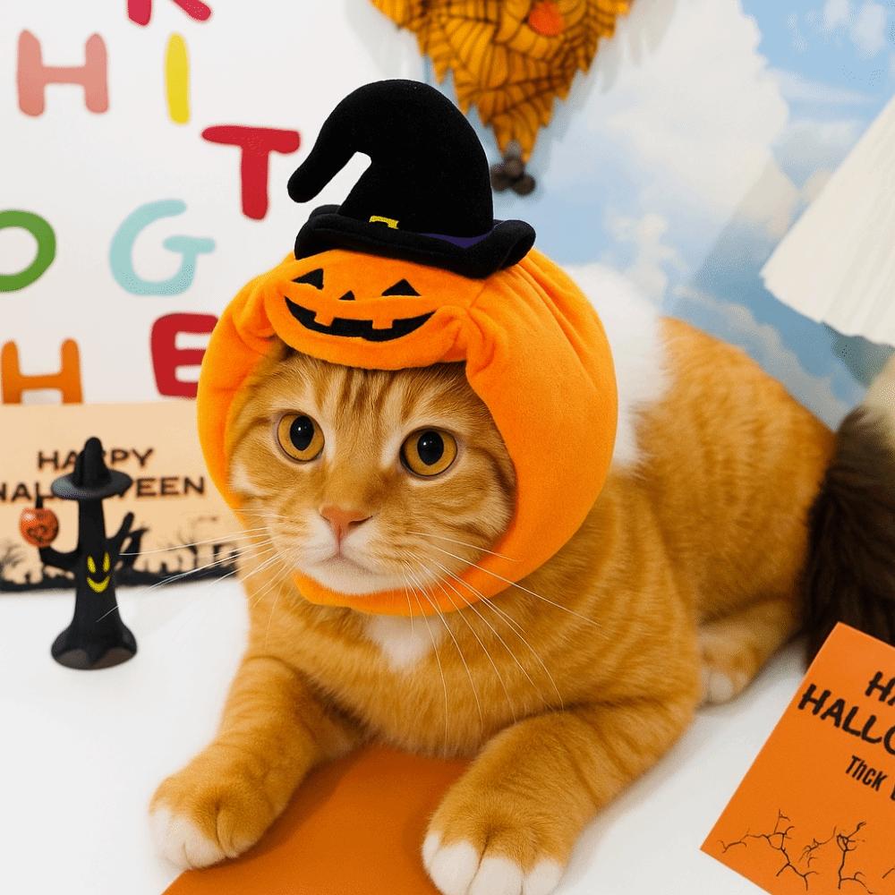 Pumpkin Pet Halloween Hat Cozy Cat Headgear Gift Dogs Hat  Costume