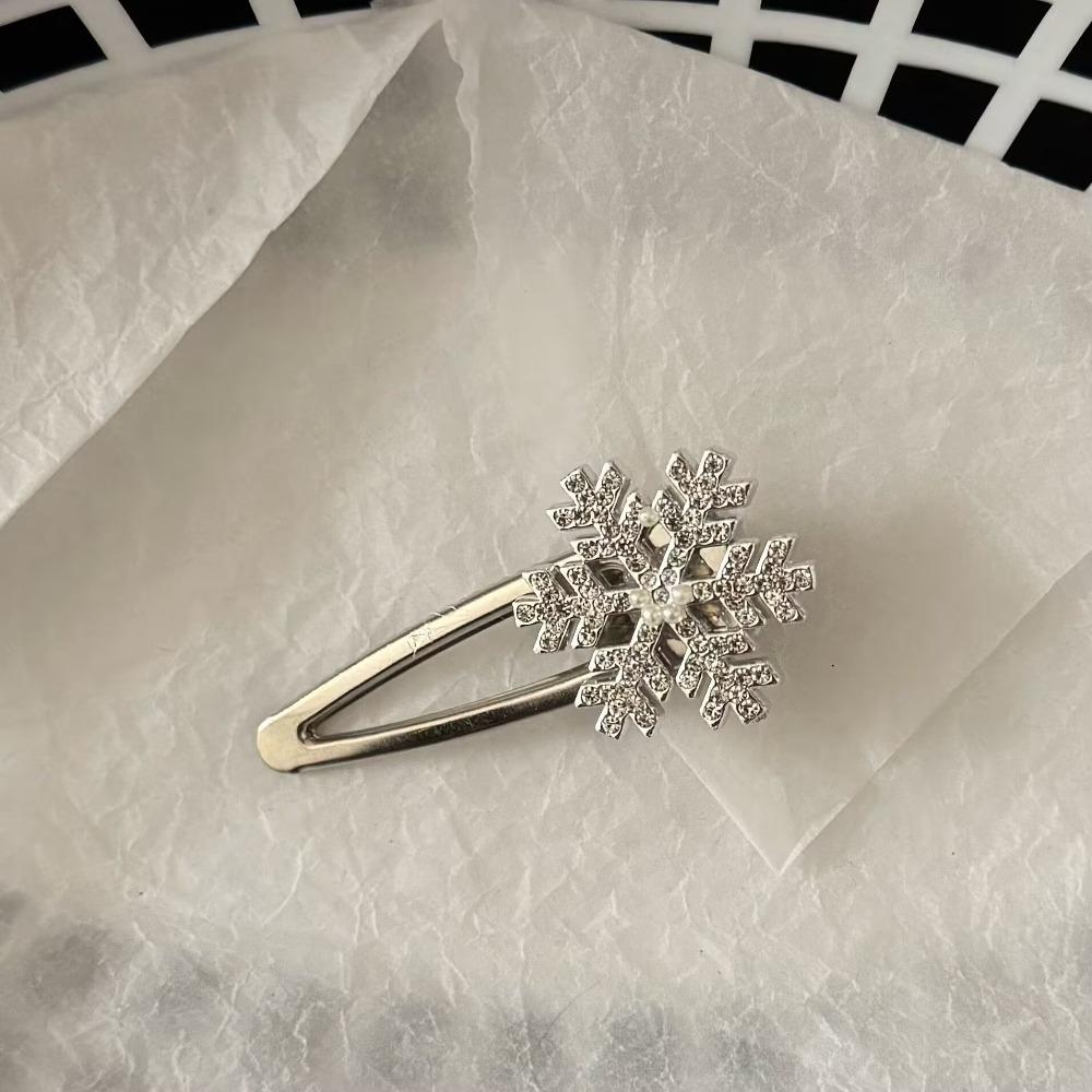 

Christmas Rhinestones BB Clip Metal Side Hairpin Fashion Snowflake Hair Clip Hair Accessories A