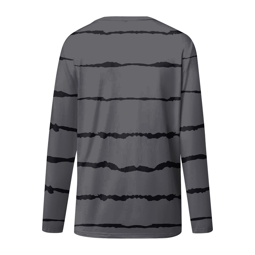 Women's T Shirt Tee Print Button Long Sleeve Daily Weekend Fashion V Neck Pullover Tops