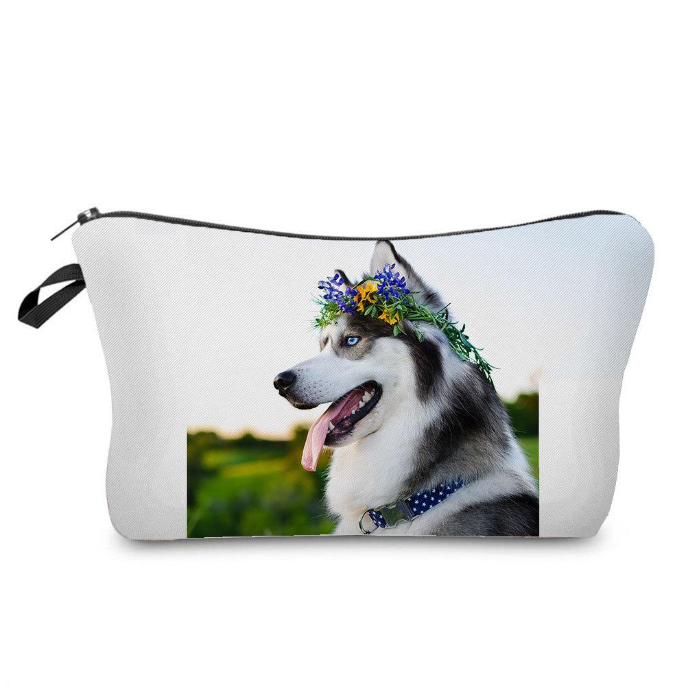 Women Dog Print Cosmetic Bag Toiletries Organize Travel Storage Case 6873