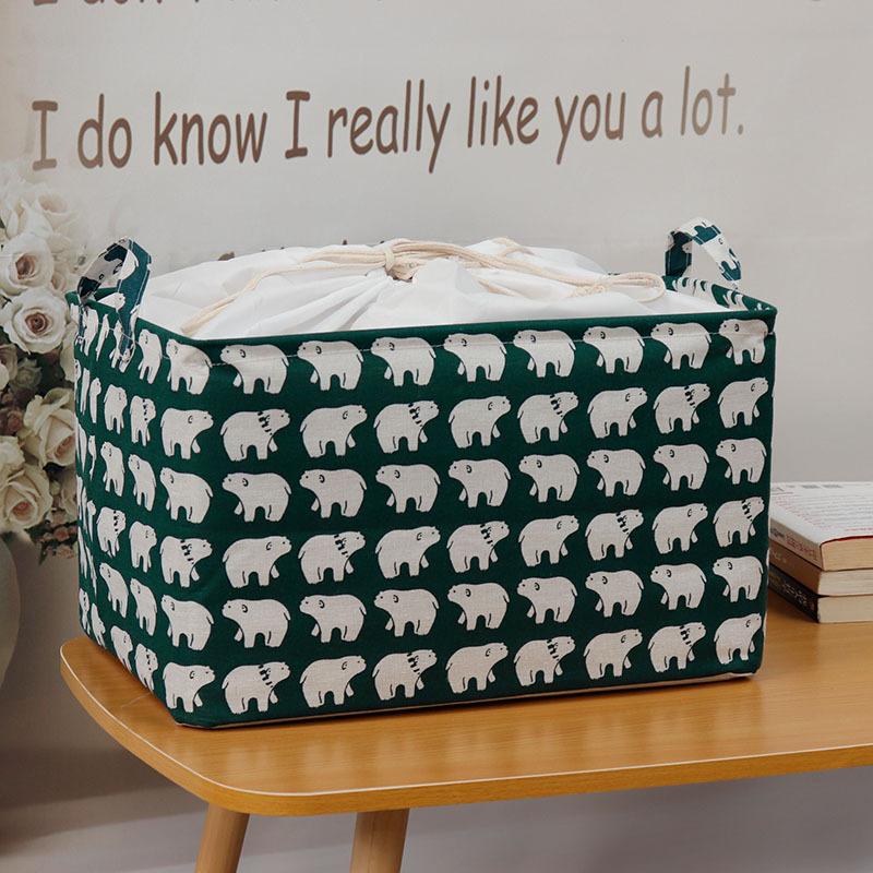 Großer Stoff-Aufbewahrungskorb mit Kordelzug, feuchtigkeitsbeständig, faltbar, Kleider- und Decken-Organizer-Box, Kordelzug, faltbarer Kleiderschrank, Aufräumtasche