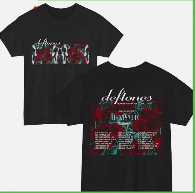 Deftones Североамериканский тур 2025 Двусторонняя Репринт S-4XL Унисекс Футболка XXL