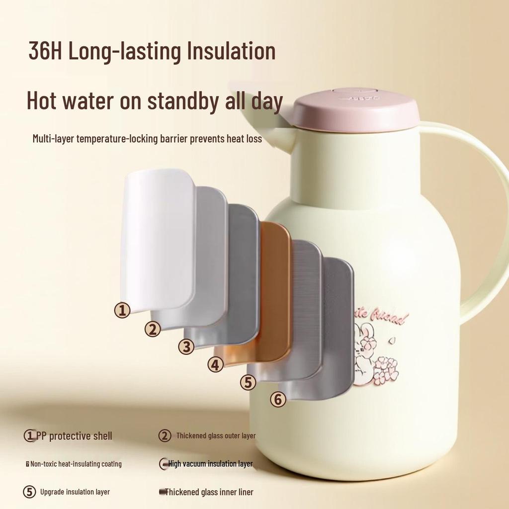 Large Capacity Insulated Water Bottle with Portable Glass Liner – Ideal for Home or Student Dorm Use