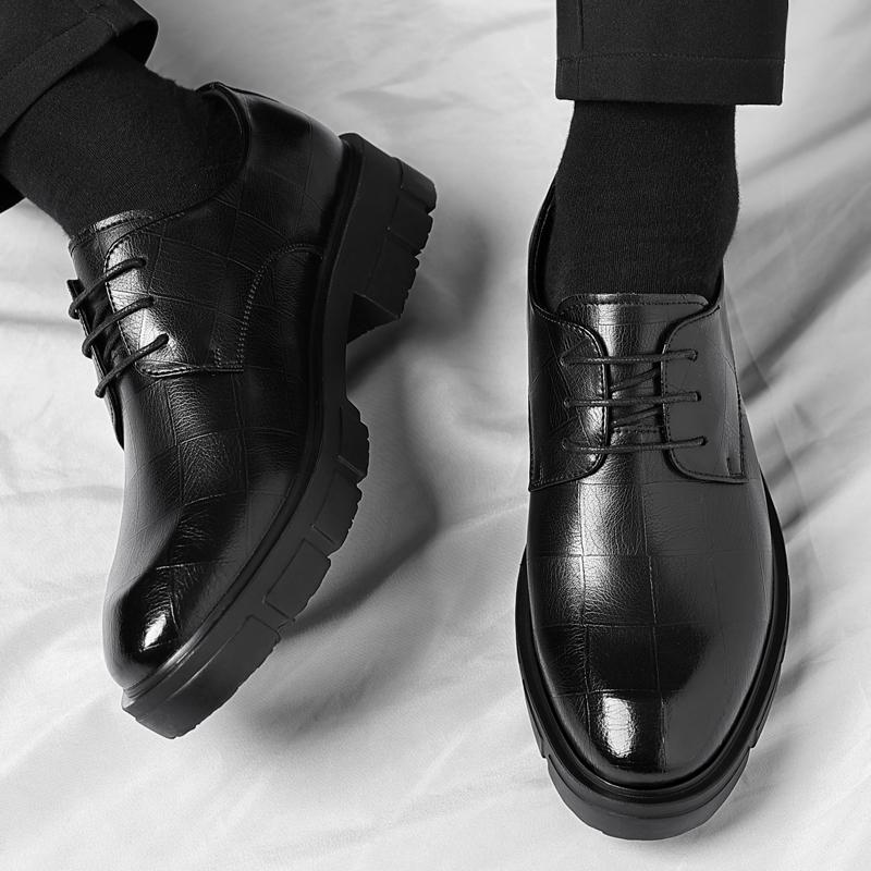 8-10cm Höhensteigernde Schuhe für Herren Plateau Atmungsaktiv Erhöhend Freizeit Innen Hohe Schuhe Business Anzug Aufzug Lederschuhe