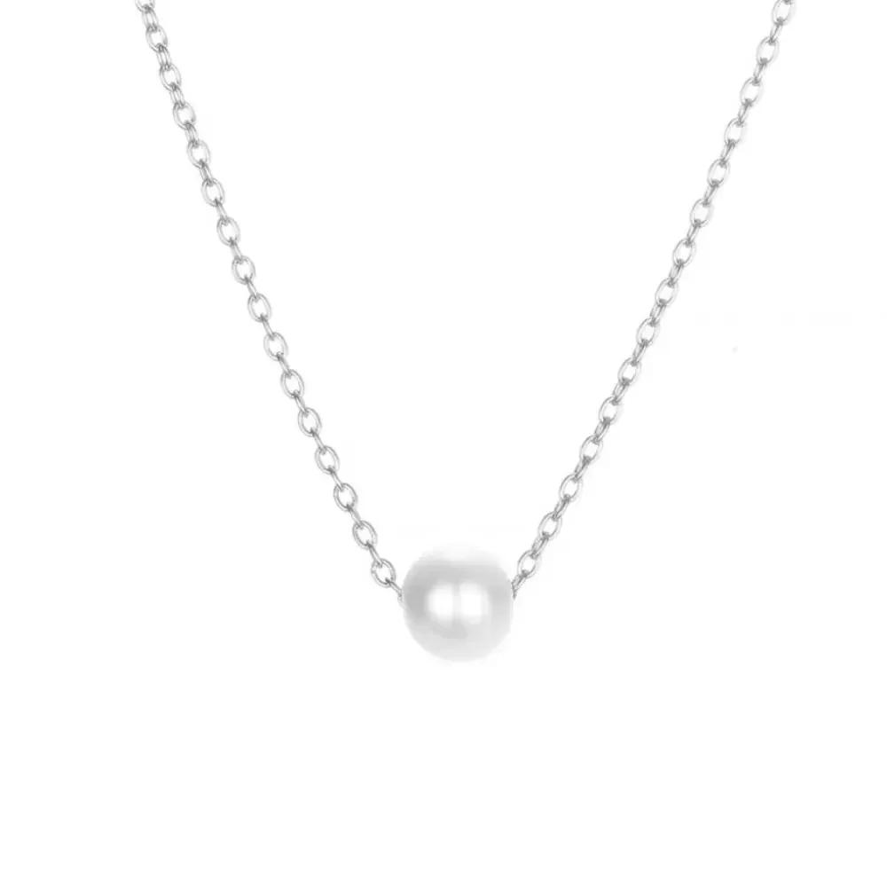 1/3PCS Imitation Pearl Charms Lariat Stainless Steel Jewelry Collarbone Chain Choker Adjustable Collar Necklace For Women
