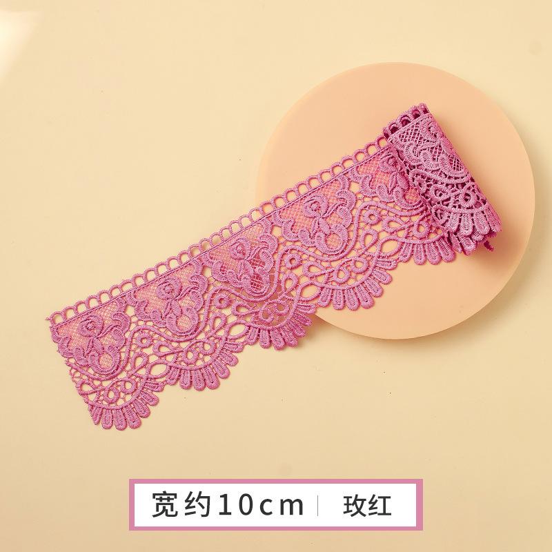 Ruban de Dentelle Brodé Floral Creux de 1 Mètre Soluble dans l'Eau pour Couture d'Articles d'Habillement DIY Tissu Artisanat Fait Main Bande de Dentelle Noir Blanc
