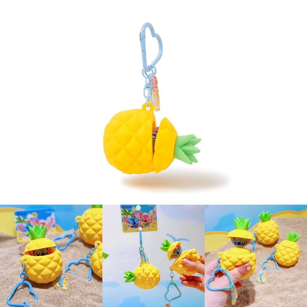 Stitched Summer Beach Series Stitch Keychain With Pineapple Silicone Charm For Travel Backpack Decor