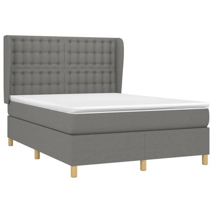 Maison Exclusive - Base de cama de listones con colchón Gris oscuro 140x200cm Tela