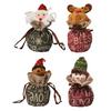 Christmas Drawstring Gift Bag 3D Plush Reindeer Santa Snowman Fruit Sacks Reusable Fabric Candies Goodie Storage Bag for Xmas Party Favors