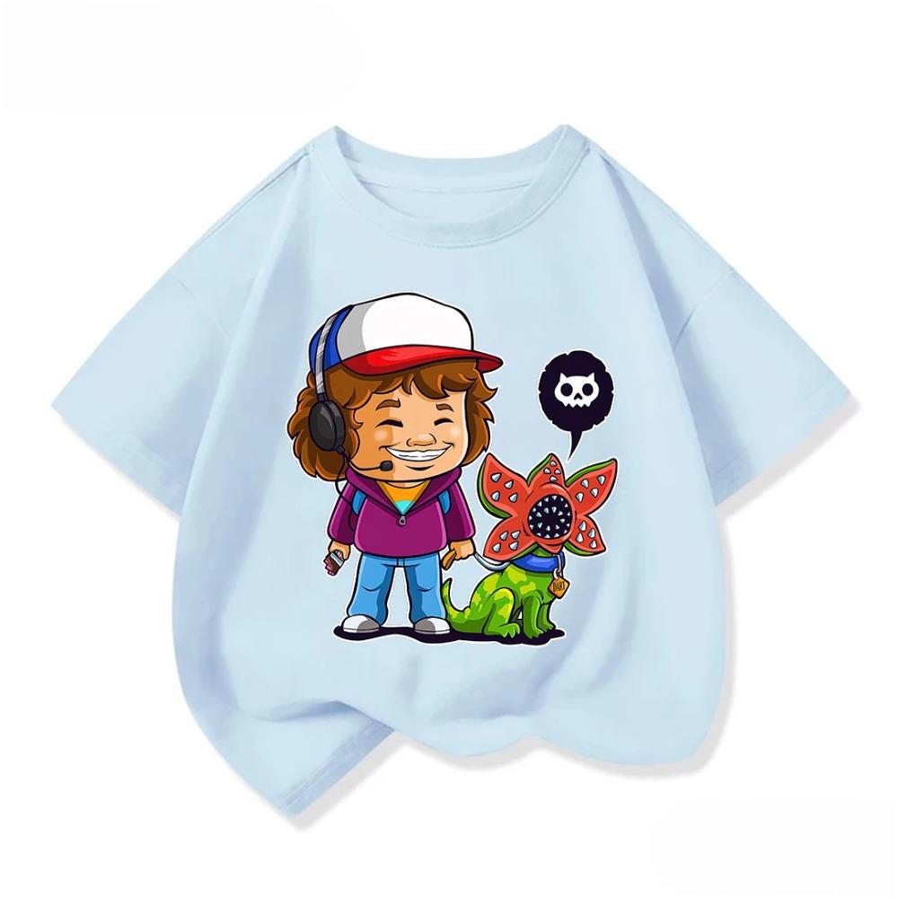 Cool Children Short Sleeve Tee Stylish Stranger Things Crew Neck Fashion Street Summer Casual Tops For Kids 3 14Y 110