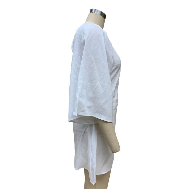 Summer Women's Dress Fashion Loose Thin Slant Shoulder Cotton Linen Dresses