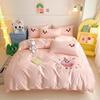 Pure Cotton Cartoon Towel Embroidered Bedding Set: Includes Quilt, Bed Sheet, and Pillowcases