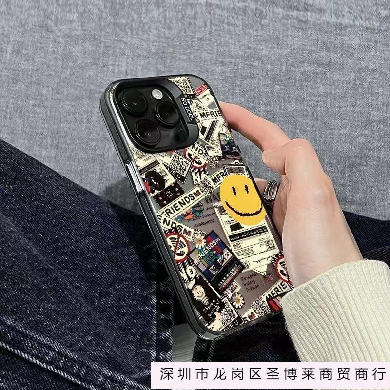 Graffiti Smiley Face Applies To Apple 16plus Mobile Phone Case iPhone16/15 Colored Silver 13promax Hard 12 Anti-drop 8