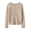 Women's 100% Pure Cashmere Cardigan - Round Neck, Long Sleeve, Button-Up Knit Sweater for Spring and Autumn