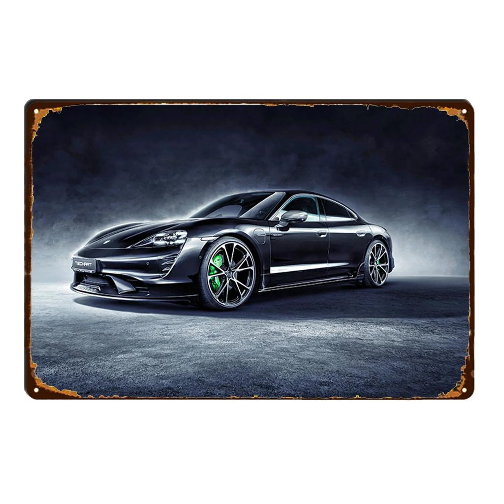 Sports Car Racing Poster Rust Shabby Tin Sign Art Decor Garage Bar Man Cave Signs Decorative Plaques Wall Metal Tin Plate Sig