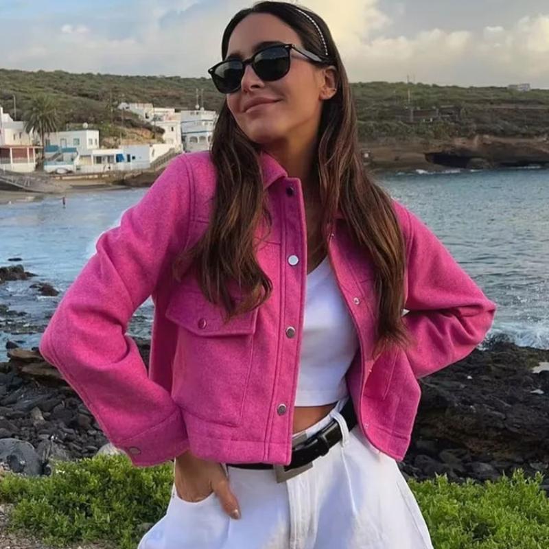 Fashion Jackets for Womens Autumn Fashion Solid Front Pockets Button Long Sleeve Jacket Elegant Woman Casual Outerwear Coat
