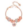 Sweet Pink Heart Butterfly Beaded Bracelet for Women
