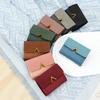 European & American Retro Women's V-Shaped Trifold Wallet with Card Holder, ID Window, Coin Purse, and Money Clip.
