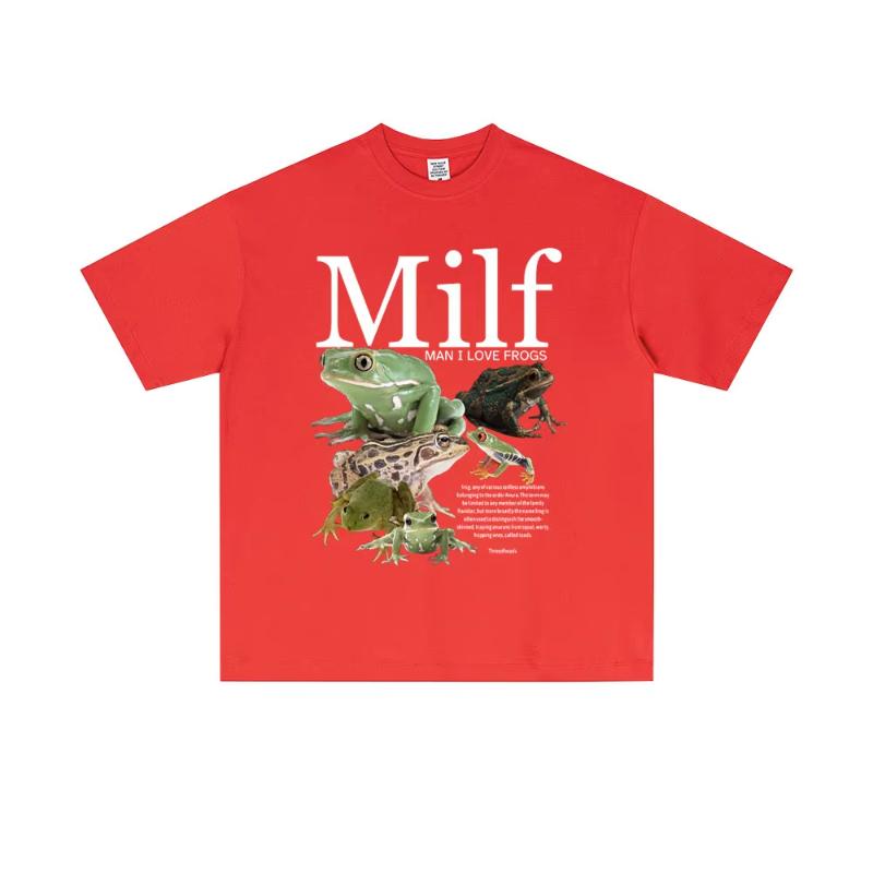 

MILF Unisex I Love Frogs Funny Frog Amphibian Lovers Meme T Shirt Unisex Women Casual Cotton Vintage Short Sleeve Oversized Tshirts S