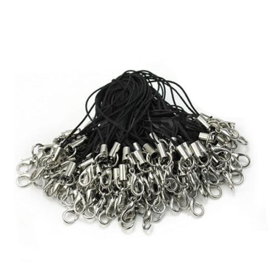 100 Pcs Black Mobile Cell Phone Lanyards Cords Straps Lariat with Lobster Clasps