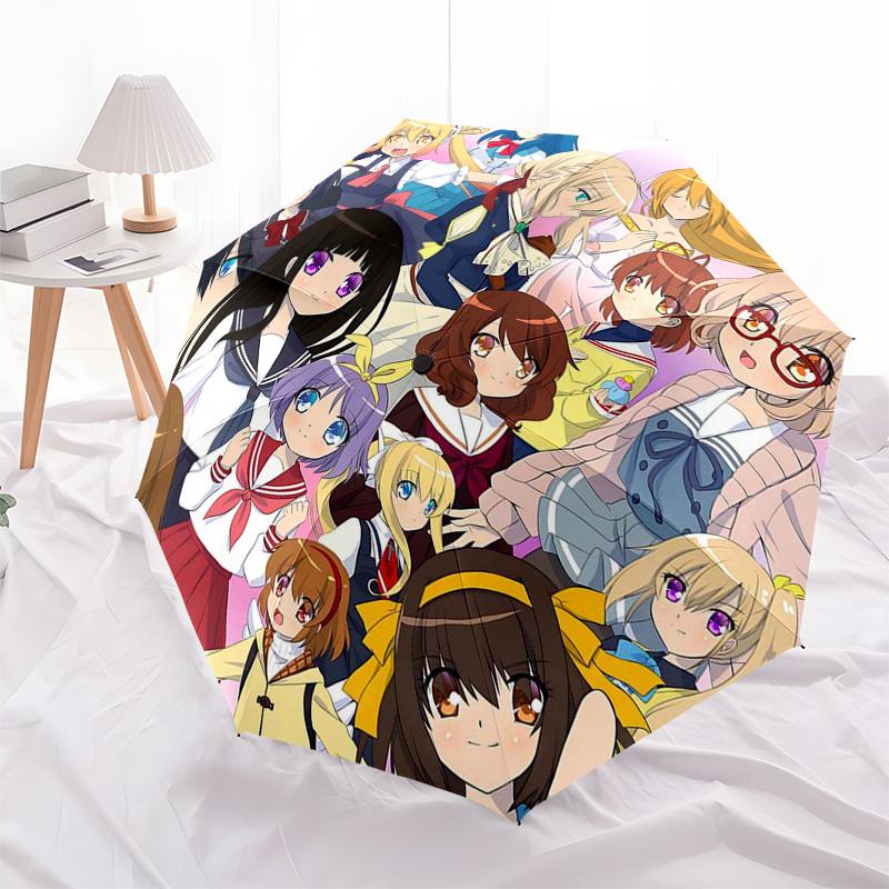 1pc Anime Characters Outdoor Umbrella - Automatic Opening/Closing, Portable 3-Fold Design, 8-Rib Iron Frame - Perfect Gift for Fans, Travelers, D