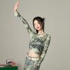 Pure desire spicy girl mesh long-sleeved T-shirt summer sunshade exposed navel round neck slim fit short top