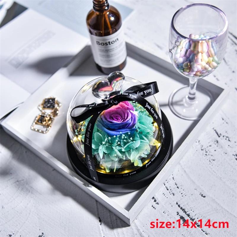 Valentines Day Gift for Girlfriend Eternal Rose LED Light Flower In Glass Cover Mothers Day Birthday Party Wedding Decoration