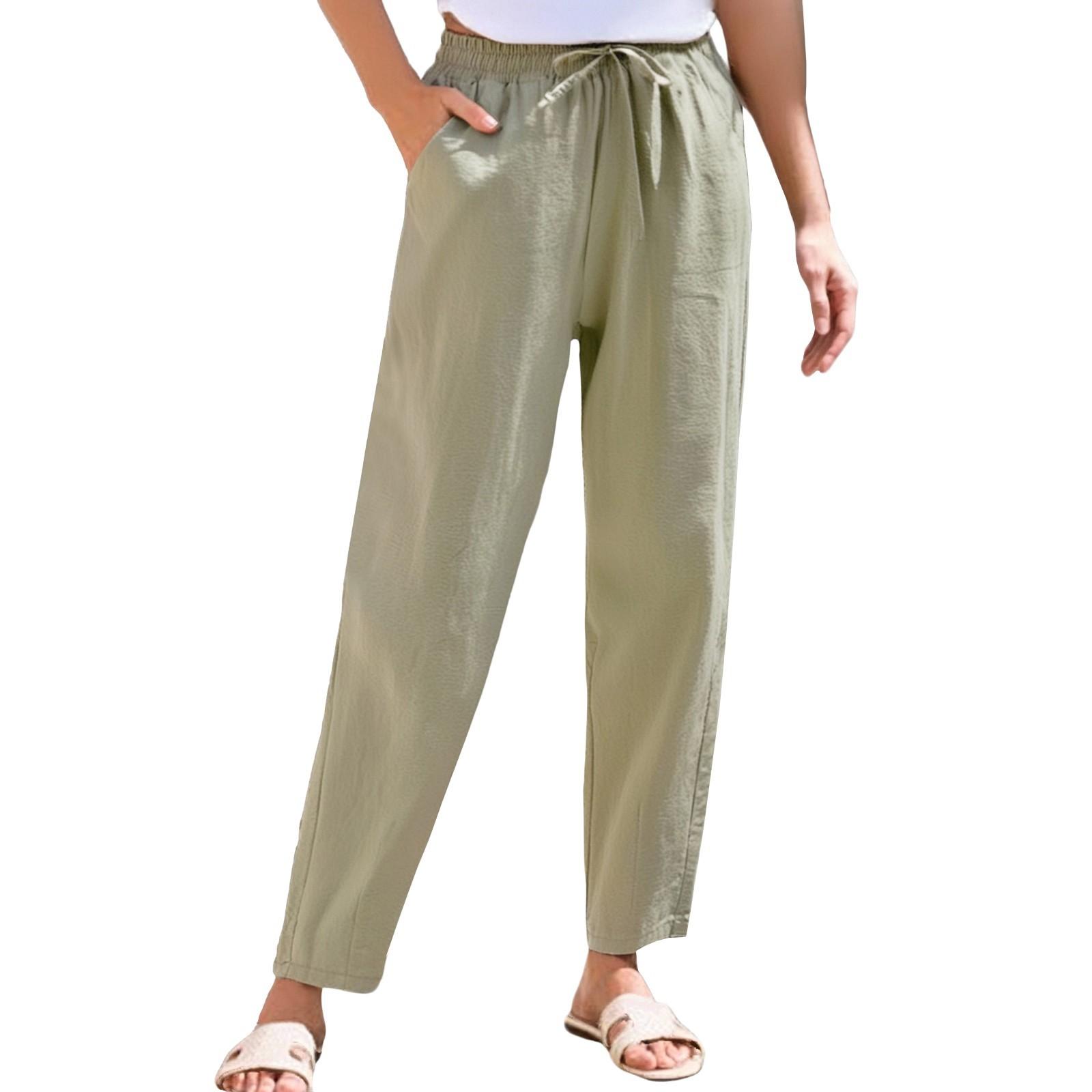 

Женские укороченные брюки Stralght Pants With Pockets Lightweight Caual Loose Trousers XL