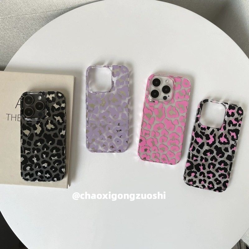 Fashion Leopard print Pink Purple Soft Phone Case For iPhone 17 15 14 12 13 11 16 Pro Max Air XR X XS 12 13 MINI Y2k Back Cover